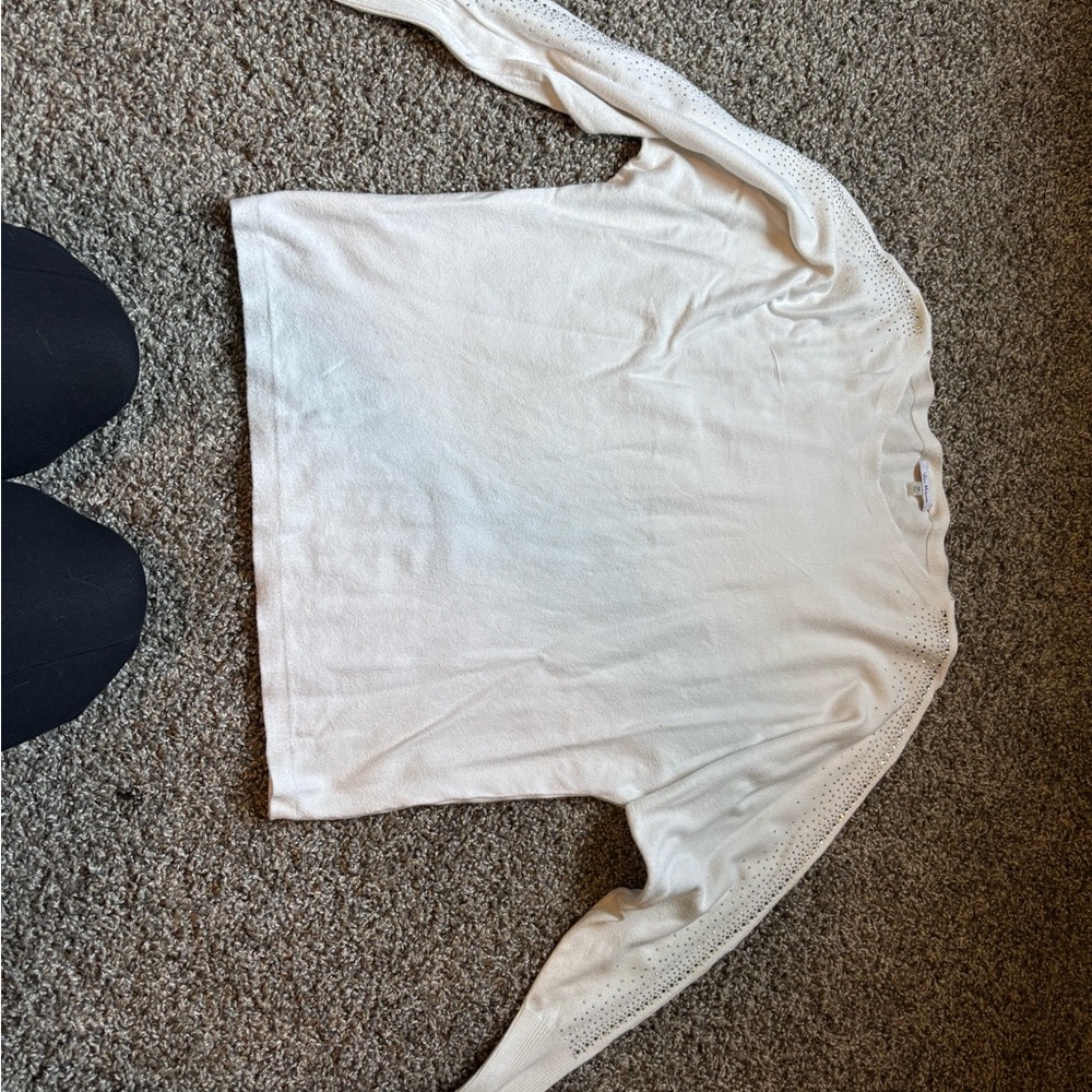 Vince Camuto Ivory Scoop Neck Sweater